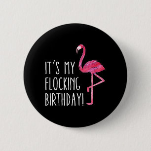 Macaron Rond 5 Cm Fun Birthday Men Women Pink Watercolor Flamingo Te