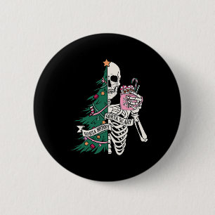 Macaron Rond 5 Cm Fun Christmas Sorta Merry Sorta Scandale Skeleton