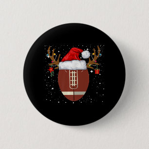 Macaron Rond 5 Cm Fun Football Reindeer Santa Hat Noël