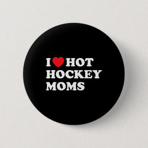 Macaron Rond 5 Cm Fun Hockey I Love Hot Hockey Moms