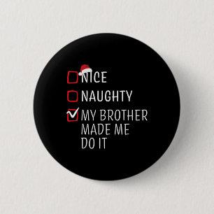 Macaron Rond 5 Cm Fun Naughty Nice Noël Famille Pyjama Hommes Femmes