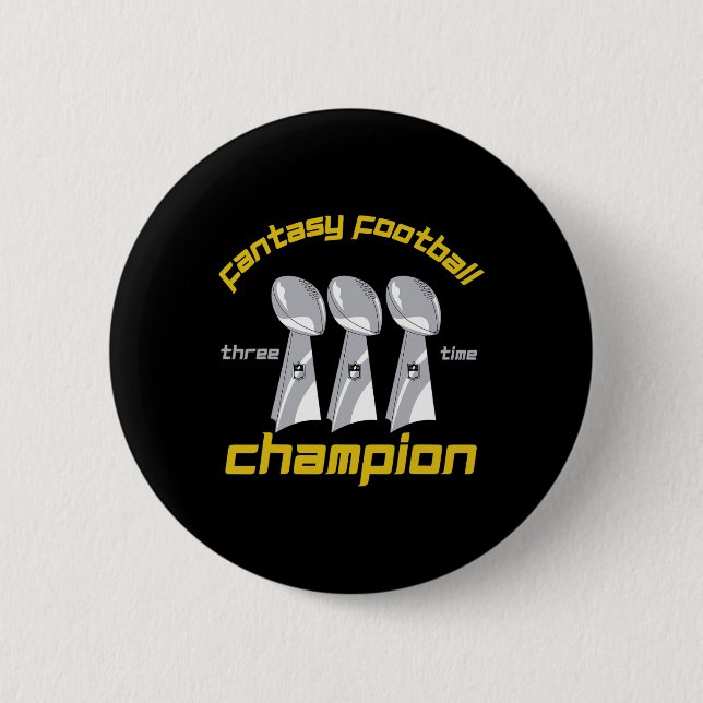 Macaron Rond 5 Cm Fun Three Time Fantasy Football League Champion Tr (Devant)