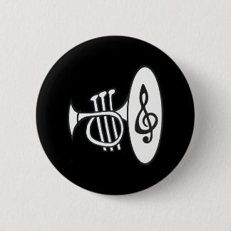 Macaron Rond 5 Cm Fun Trumpet Brass Clef pour musiciens jazz klaxon