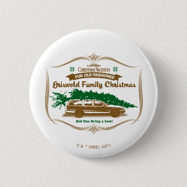 Macaron Rond 5 Cm Fun Vieux Noël Griswold (Devant)