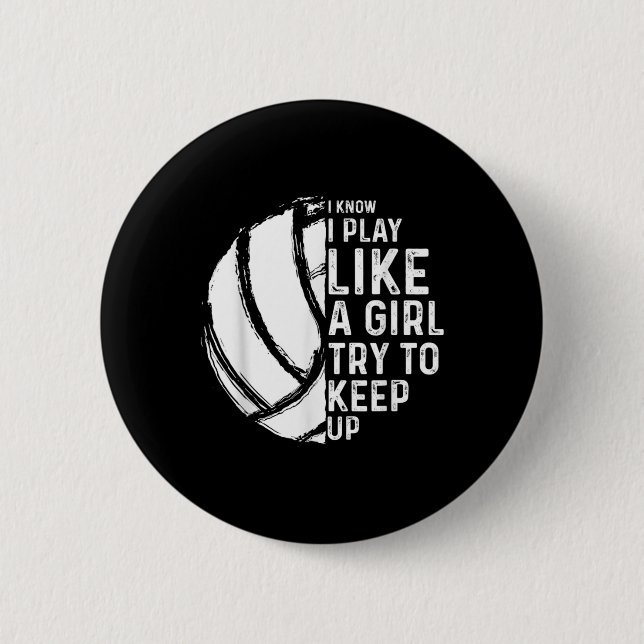 Macaron Rond 5 Cm Fun Volleyball Design Filles Femmes Jeune Ado Spor (Devant)