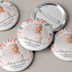 Macaron Rond 5 Cm Funérailles en mémoire d'amour aquarelle photo f