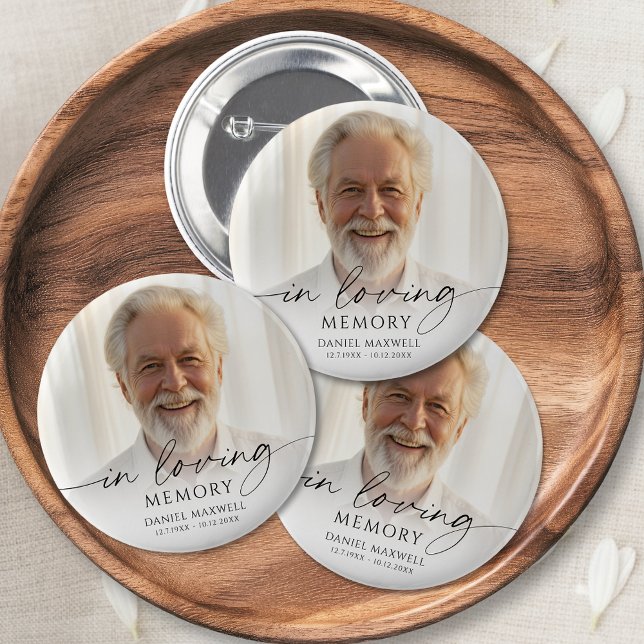Macaron Rond 5 Cm Funeral In Loving Memory Photo Memorial (Créateur téléchargé)