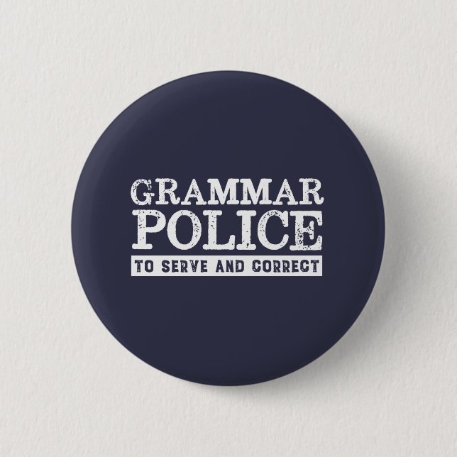 Macaron Rond 5 Cm Funky Anglais enseignant Grammar Police (Devant)