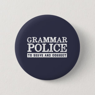 Macaron Rond 5 Cm Funky Anglais enseignant Grammar Police