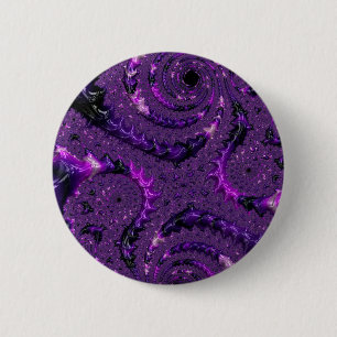 Macaron Rond 5 Cm Funky Bold Bohème Violet Abstrait Fractal Numériqu