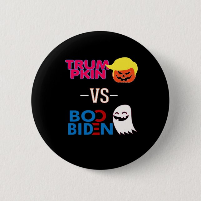 Macaron Rond 5 Cm Funky Trumpkin Vs Boo Biden Classe Design Hallowee (Devant)