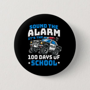 Macaron Rond 5 Cm Funny 100th Day Of School Police Voiture 100 Jours