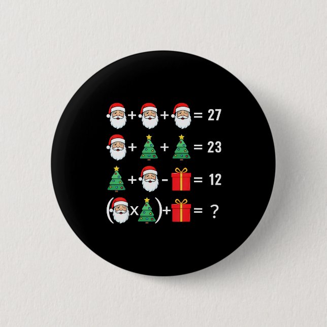 Macaron Rond 5 Cm Funny 67 Santa Tree Math Teacher Christmas Xmas Hu (Devant)