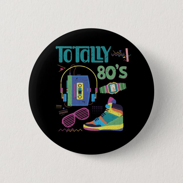 Macaron Rond 5 Cm Funny 80s Musique Old School 1980s Party (Devant)