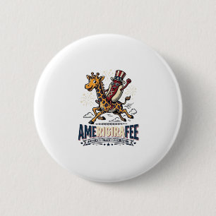 Macaron Rond 5 Cm Funny Amerigiraffee Patriotique Giraffe Hot Dog Ch