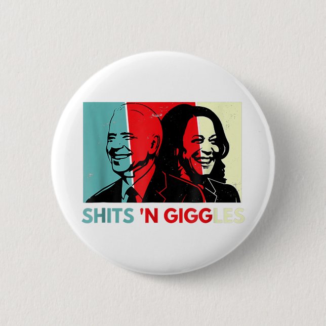 Macaron Rond 5 Cm Funny Anti Biden Harris Shits'n Giggles Politique (Devant)