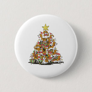 Macaron Rond 5 Cm Funny arbre de Noël beagle pour amoureux de les ch