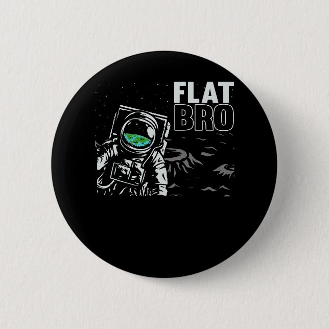 Macaron Rond 5 Cm Funny Astronaut Flat Earth Conspiration Théorie Hu (Devant)