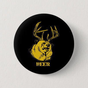 Macaron Rond 5 Cm Funny Bear Plus Deer Équivalent Beer Deer Hunting 