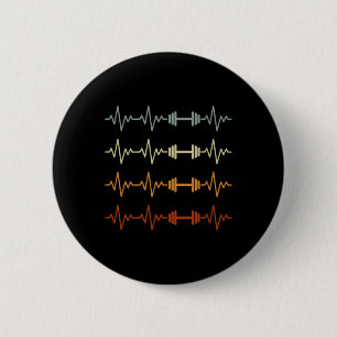 Macaron Rond 5 Cm Funny Bodybuilding Heartbeat Gym Poids Bod