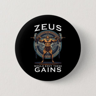 Macaron Rond 5 Cm Funny Bodybuilding Muscle Gain Humour Grec Dieu Ze