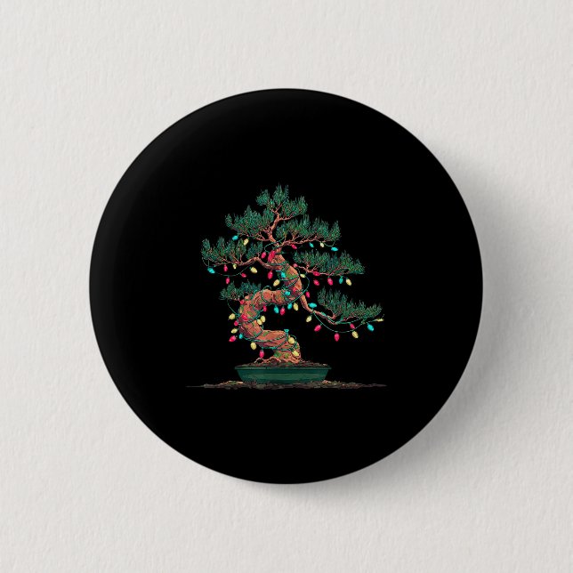 Macaron Rond 5 Cm Funny Bonsai Tree Christmas Graphics Lights Lover  (Devant)