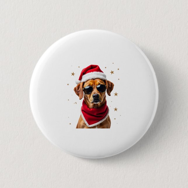 Macaron Rond 5 Cm Funny Boxer Dog Christmas Lights Xmas Outfit Pajam (Devant)