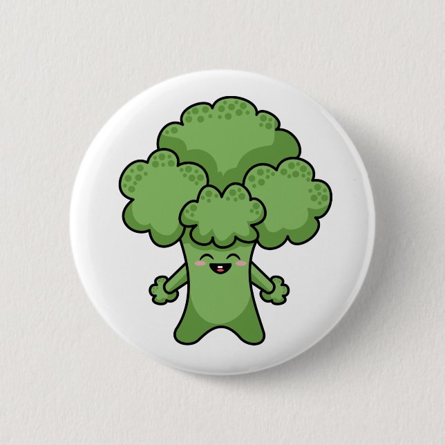 Macaron Rond 5 Cm Funny Brocoli vert (Devant)