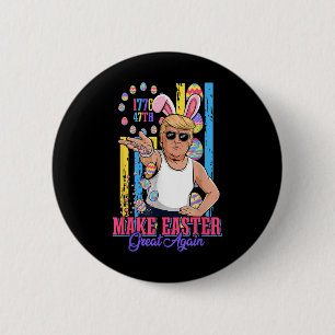 Macaron Rond 5 Cm Funny Bunny Trump 47ème Mème de base de sel faire