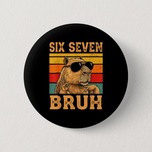 Macaron Rond 5 Cm Funny Capybara 67 Meme Six Seven Bruh Boys Teens K (Devant)