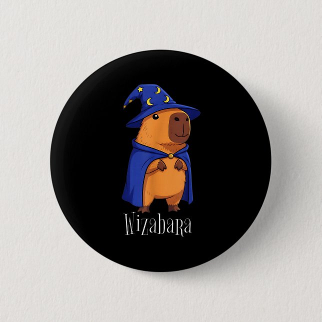 Macaron Rond 5 Cm Funny Capybara Wizard Costume Wizabara Graphic Kid (Devant)
