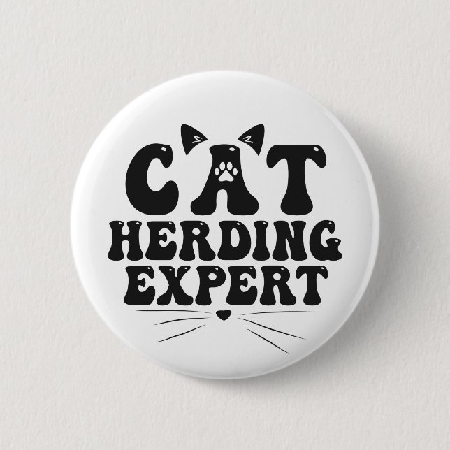 Macaron Rond 5 Cm Funny Cat Herding Expert humoristique Animal Amour (Devant)