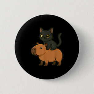 Macaron Rond 5 Cm Funny Chat noir Capybara Amoureux des animaux Mama