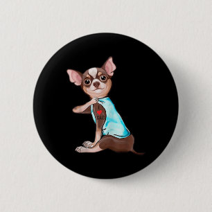 Macaron Rond 5 Cm Funny Chihuahua Chien I Love Papa Tattoo Funny Chi