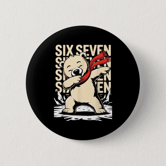 Macaron Rond 5 Cm Funny Christmas Bear Dabbing Xmas Dab Six Seven 67 (Devant)