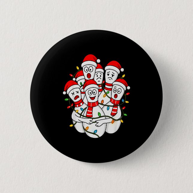 Macaron Rond 5 Cm Funny Christmas Bowling Santa Bowling Ns Team Men  (Devant)