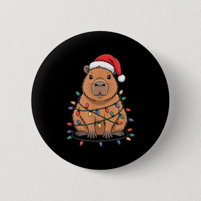 Macaron Rond 5 Cm Funny Christmas Capybara Cute Cartoon Desing  (Devant)