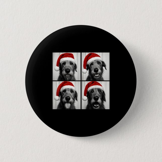 Macaron Rond 5 Cm Funny Christmas Irish Wolfhound Santa Dog Lover Ph (Devant)