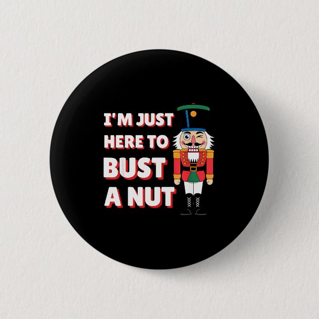 Macaron Rond 5 Cm Funny Christmas Nutcracker- Bust A Nut Funny Mens  (Devant)