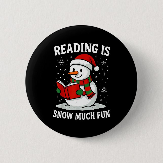 Macaron Rond 5 Cm Funny Christmas Reading Is Snow Much Snowman Book  (Devant)