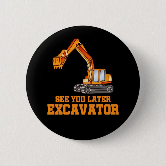 Macaron Rond 5 Cm Funny Construction Excavator Boys Toddler (Devant)
