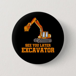 Macaron Rond 5 Cm Funny Construction Excavator Boys Toddler