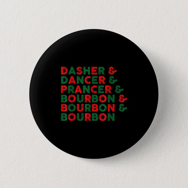 Macaron Rond 5 Cm Funny Dasher Dancer Prancer &amp; Bourbon Christma (Devant)