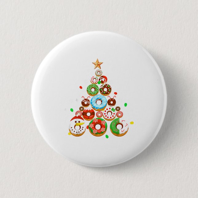 Macaron Rond 5 Cm Funny Donuts Christmas Tree Lights Xmas Pjs Boys K (Devant)