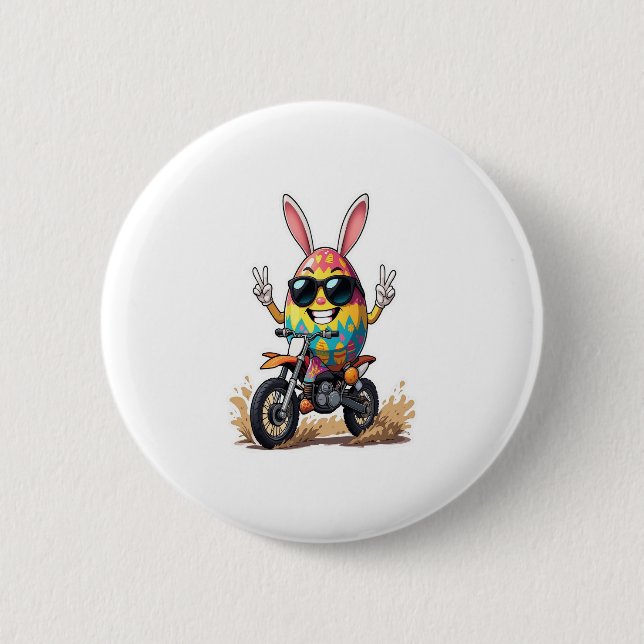 Macaron Rond 5 Cm Funny Egg Motorbike (Devant)