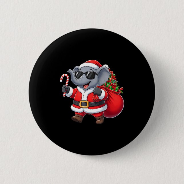 Macaron Rond 5 Cm Funny Elephant Christmas Santa Outfit Xmas Boys Gi (Devant)