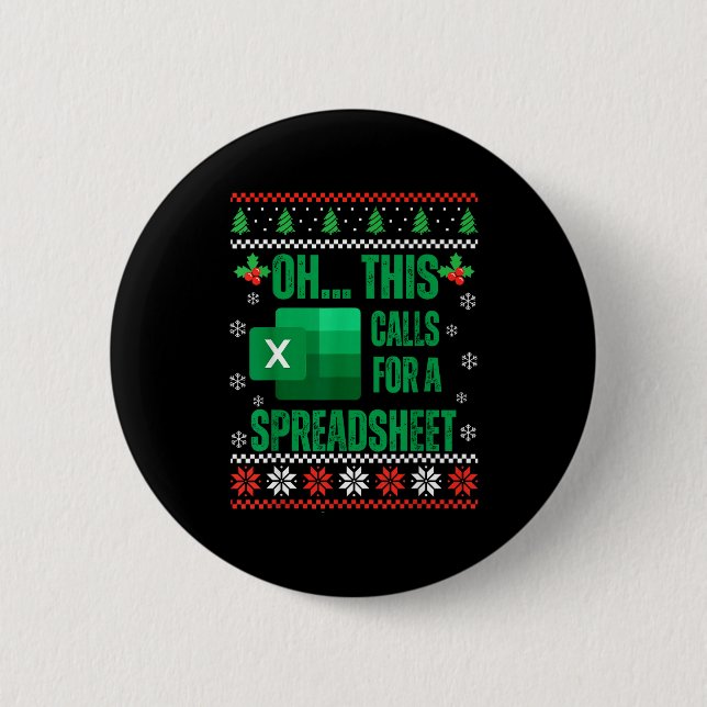 Macaron Rond 5 Cm Funny Excel Spreadsheets Christmas Sweater Lover A (Devant)