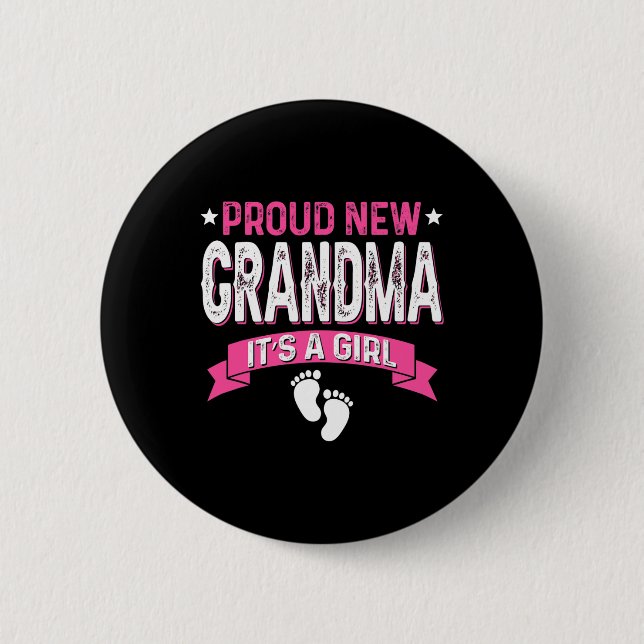 Macaron Rond 5 Cm Funny Family Gender Reveal Proud New Grandma It's  (Devant)