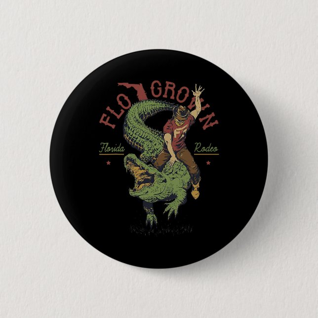 Macaron Rond 5 Cm Funny Flo Grosse Floride Rodeo (Devant)