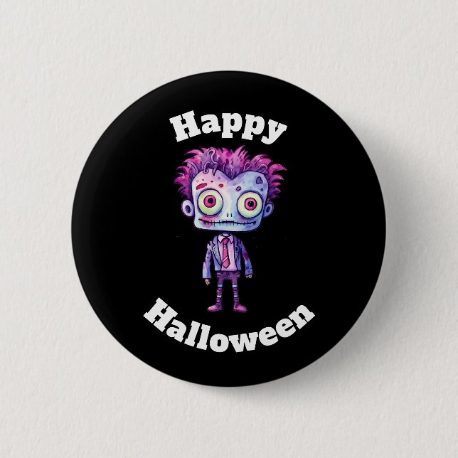Macaron Rond 5 Cm Funny Frankenstein Monster Halloween Fun (Devant)